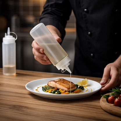 Saucenflasche/Quetschflasche mit Deckel- 8er Pack